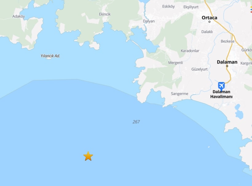 Muğla'da 4.5 Büyüklüğünde Deprem