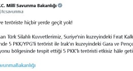 MSB: Suriye ve Irak’ın kuzeyinde 10 terörist etkisiz hale getirildi