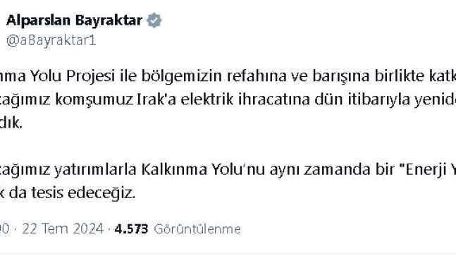 Irak’a 3 yıl sonra elektrik ihracatı başladı