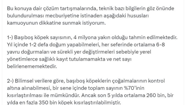 Bakan Yumaklı: Başıboş köpeklerin çoğalmalarının kontrolü, kısırlaştırma ile mümkündür