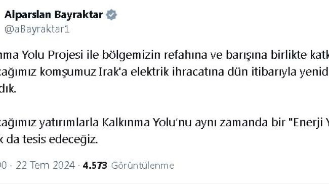 Irak’a 3 yıl sonra elektrik ihracatı başladı